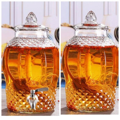 Wine Bottle 2.5L Empty Thick Glass Enzyme Barrel Jar With Tap Cocktail Bar Tools