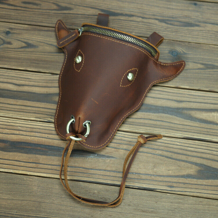 Designer Real Gain Leather Men's Vintage Bull Waist Bags Belt Bag & Fanny Pack