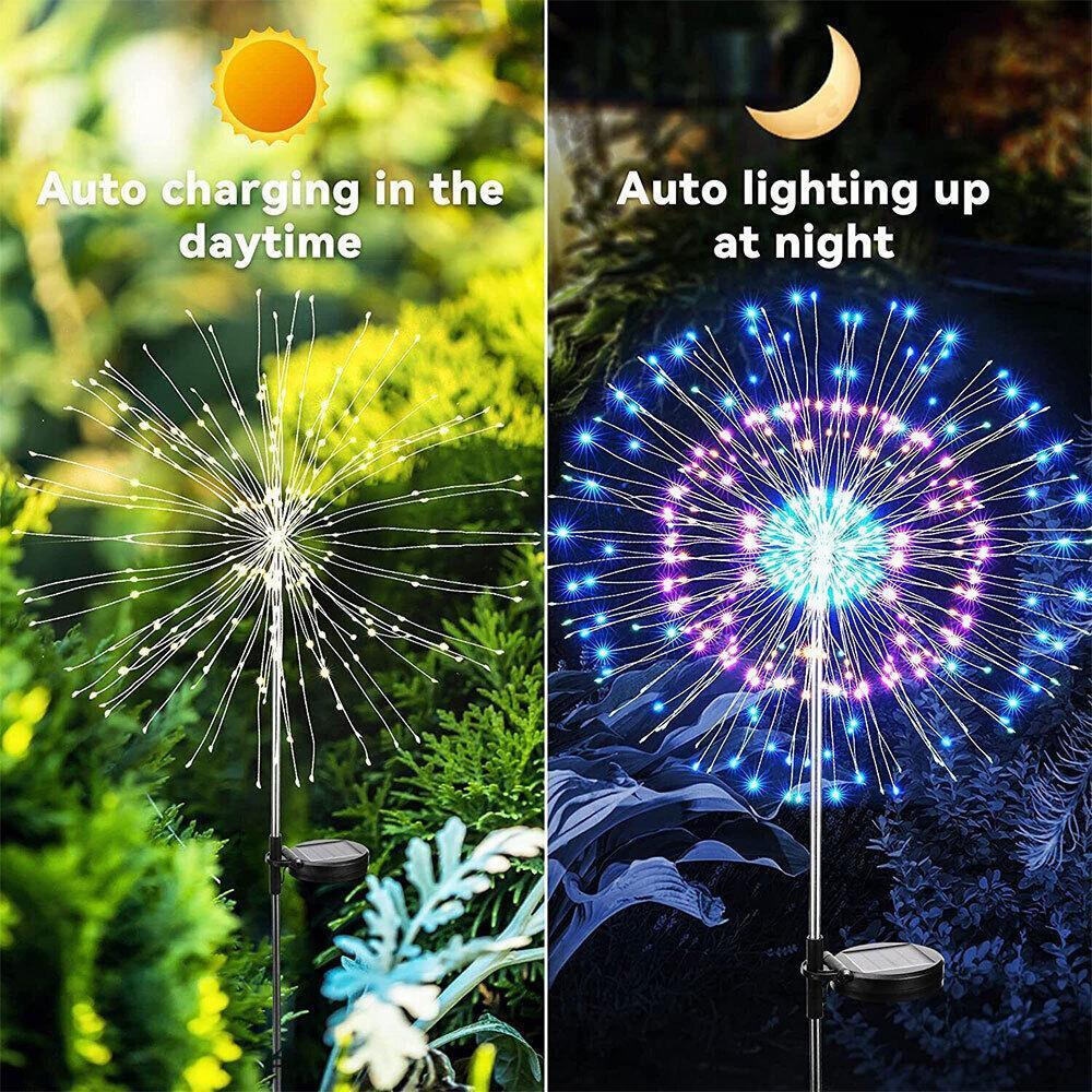 1pc Garden Solar Firework Lights Outdoor Waterproof Path Lawn Lamp Decor 150 LED
