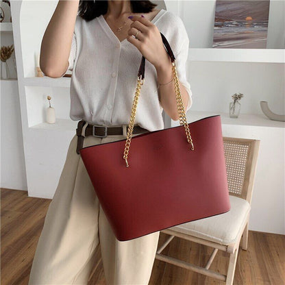 Pu Leather Shoulder Bags Women Handbag Chain Tote Bag Shopper Hand Bag Totes