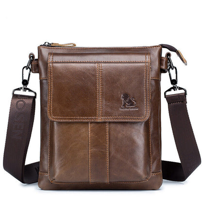 100% Genuine Leather Men's Sling Shoulder Bag Messenger Bag 10inch Crossbody Bag