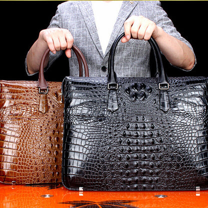 Top Cowhide Crocodile Alligator Embossed Handbag Men's Luxury Business Briefcase