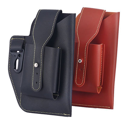 Men's Retro PU Leather Waist Bag Outdoor Belt Hanging Mobile Phone Key Bag Case