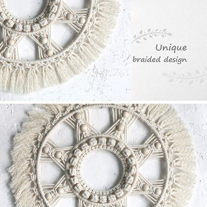 Wall Hanging Tapestry Bohemian Home Decor Woven Macrame Mandala Cotton Rope 42cm