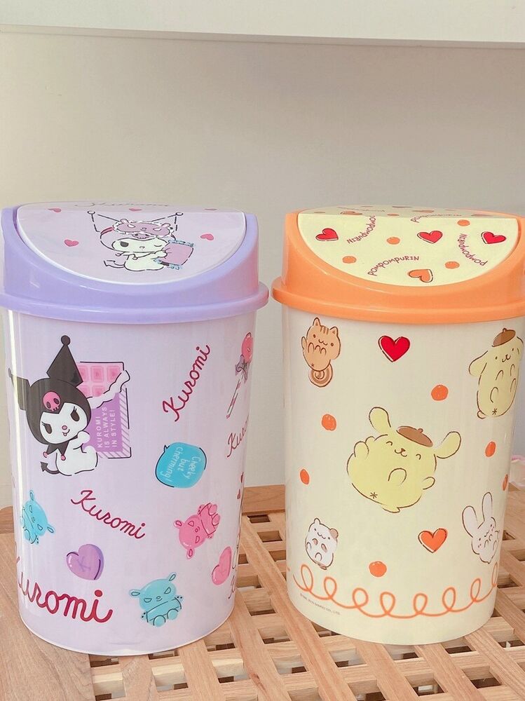 Cute HelloKitty Home Trash Can with Swing Lid Waste Garbage Bin Wastebaskets