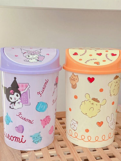 Cute HelloKitty Home Trash Can with Swing Lid Waste Garbage Bin Wastebaskets