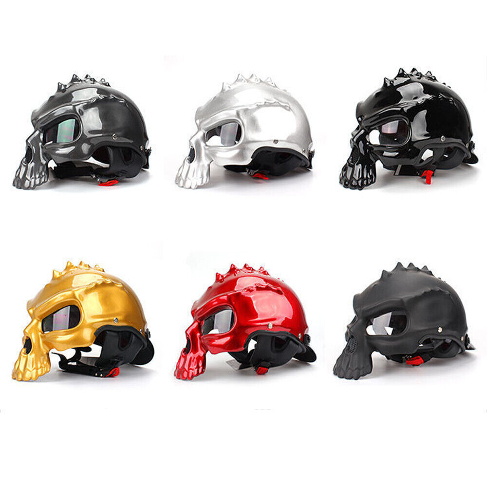 NEW Vintage Motorcycle Helmet Fashion Reversible Skull Half-Helmet For Men Women