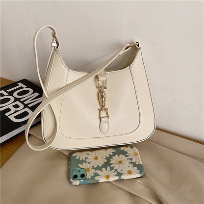 Hasp Lock Underarm Textured French Shoulder Bag 26*6*21 CM Polyester Purse 1 PC