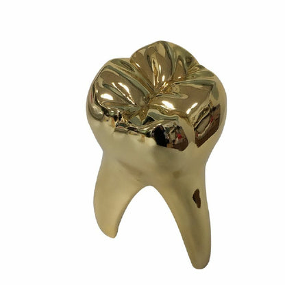 Golden Tooth Model Figurines Dentist Gift Ornament Crafts Sculpture Resin 14x8cm