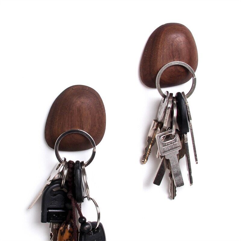 Wall Hooks Wooden Magnetic Hangers Keys Holders Nordic Smooth Edge Display Decor