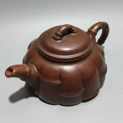 Vintage Chinese Yixing Purple Clay Teapot Zisha Ceramic Bamboo Teaware Collector