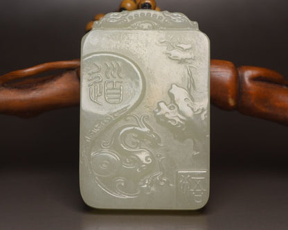 China Natural Hetian Jade Carved Kwan Yin Statue Nice White Jade Pendant Jewelry