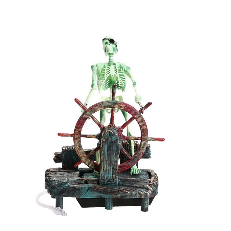 Aquarium Decoration Resin Pirate Skull Captain DIY Landscape Fish Tank Ornaments