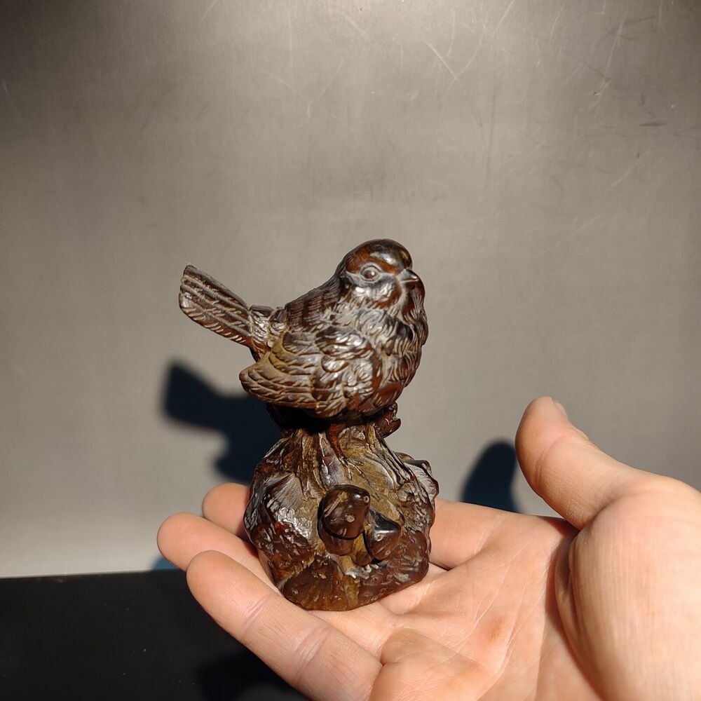 A Pair Wooden Bird Carving Decorative Sculpture Home Decor Boxwood Gift Room Art
