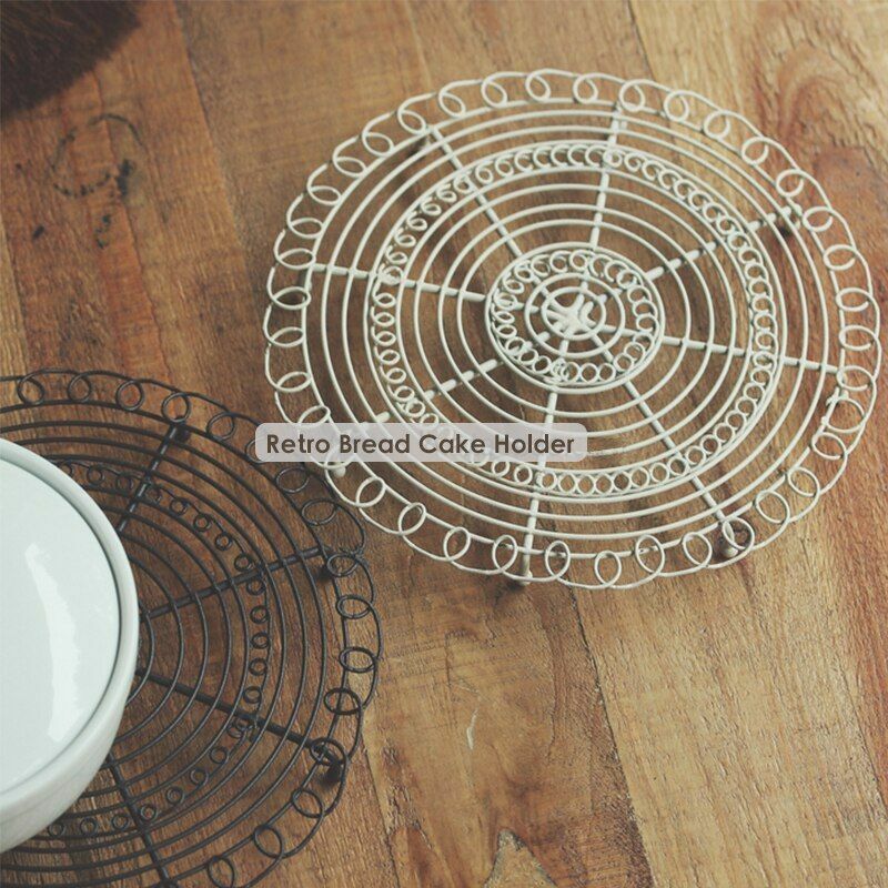 Baking Tray Round Iron Bread Loaf Rack Retro Cake Cooling Pan BBQ Holder 18x18cm