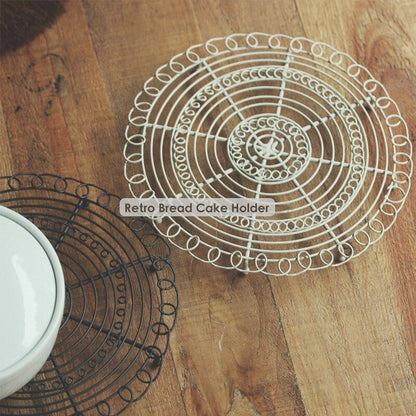 Baking Tray Round Iron Bread Loaf Rack Retro Cake Cooling Pan BBQ Holder 18x18cm
