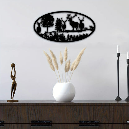 CIFBUY Rustic Metal Deer Wall Art for Bedroom, Home, and Cabin Decor
