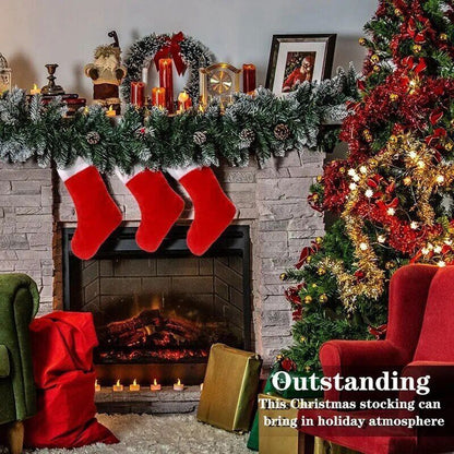 10PCS Red Christmas Stockings Christmas Holder Socks Home Gift Bags Holiday