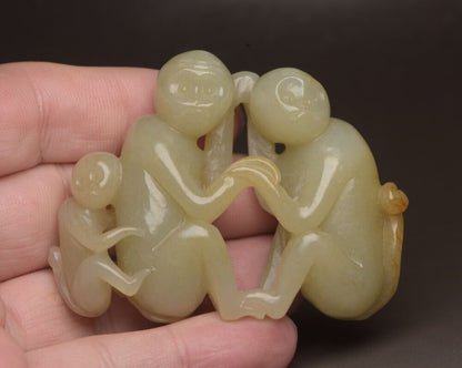 Chinese Natural Hetian Jade Carving Monkey Statue Nice Sculpture Art Collection