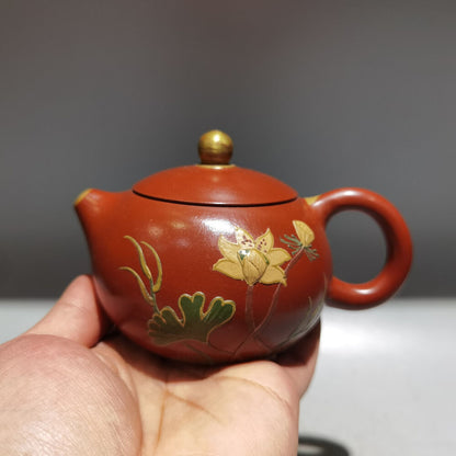 Chinese Yixing Zisha Clay Handmade Exquisite Teapot （描金西施壶 底款：顾景舟)