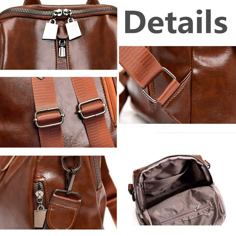 Womens Ladies PU Leather Handbags Backpack Shoulder Bags Back To School Rucksack