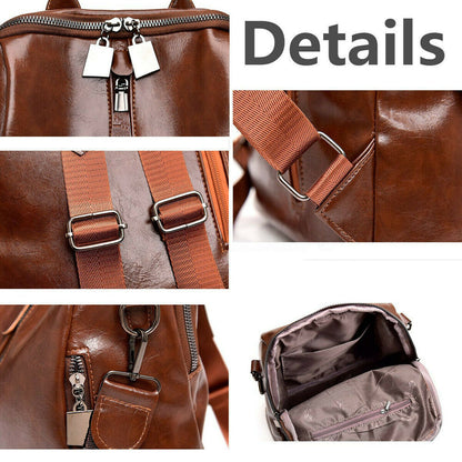 Womens Ladies PU Leather Handbags Backpack Shoulder Bags Back To School Rucksack