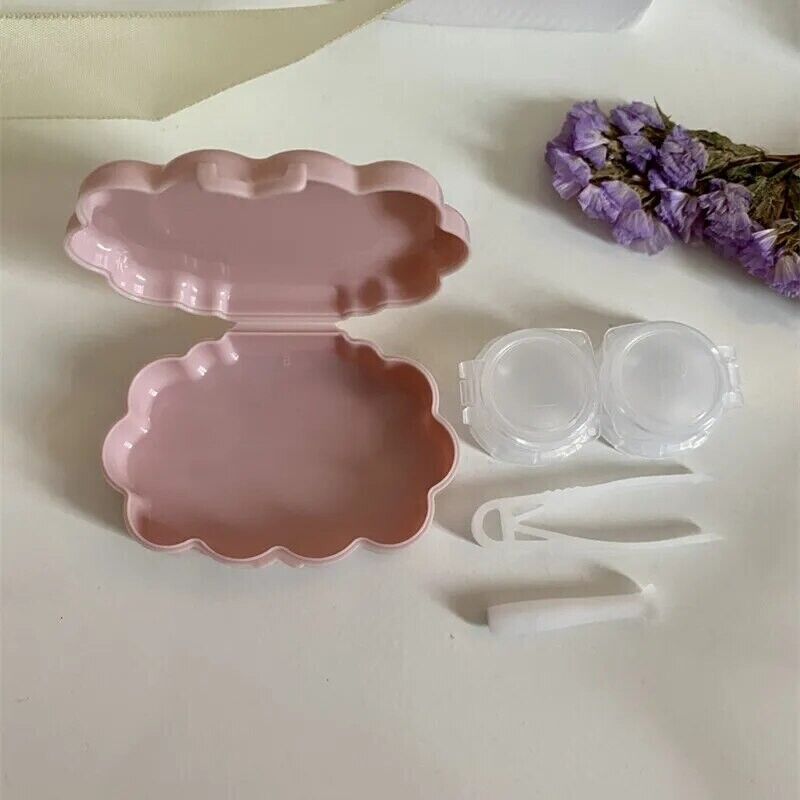 Contact Lens Case Plastic Fresh Small Portable Wave Cloud Storage Box 60x43x17mm