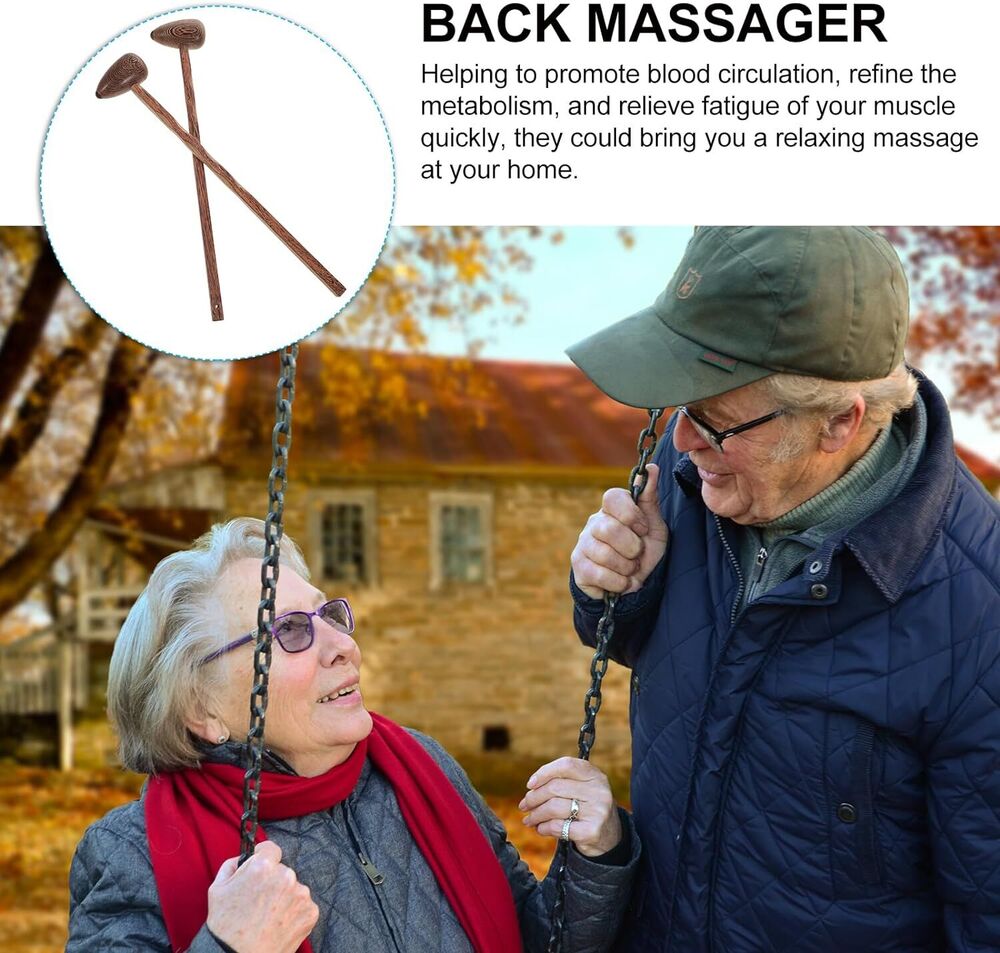 Wooden Massage Hammer Back Muscle Puncher Stick Trigger Point Massager 2 Pieces