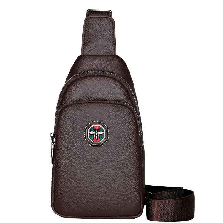 100% Genuine Leather Crossbody Bag Chest Bag Hiking Sling Backpack Shoulder Bag