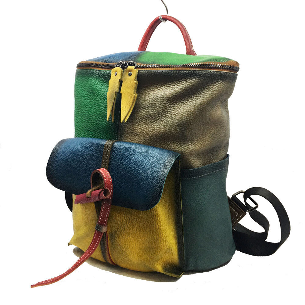 Women's Backpack, Designer Genuine Leather Multi-color Satchel Tote Shoulder Bag