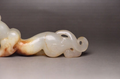 Chinese Hetian Jade Hand Carved Beast Statue Collection Exquisite Figurines Art