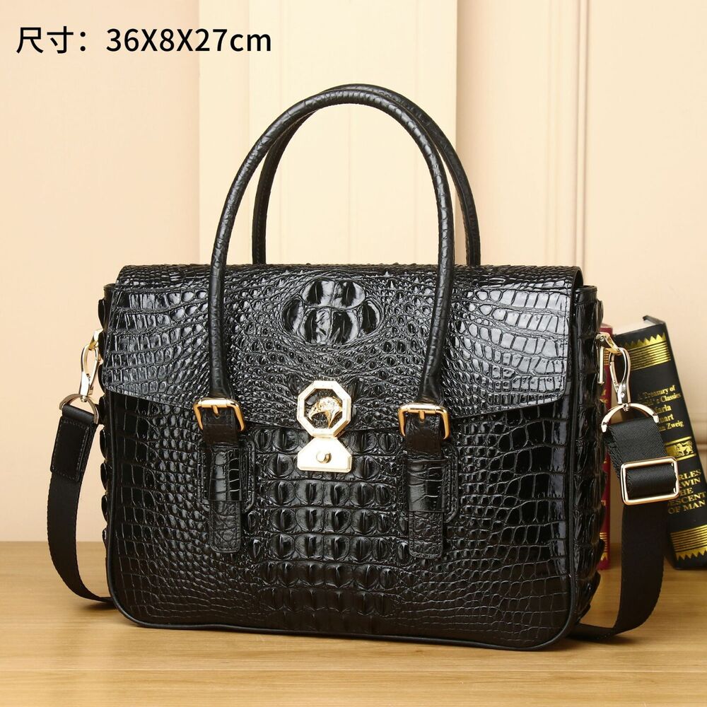 Top Cowhide Crocodile Alligator Printing Handbag Men's Luxury Business Briefcase
