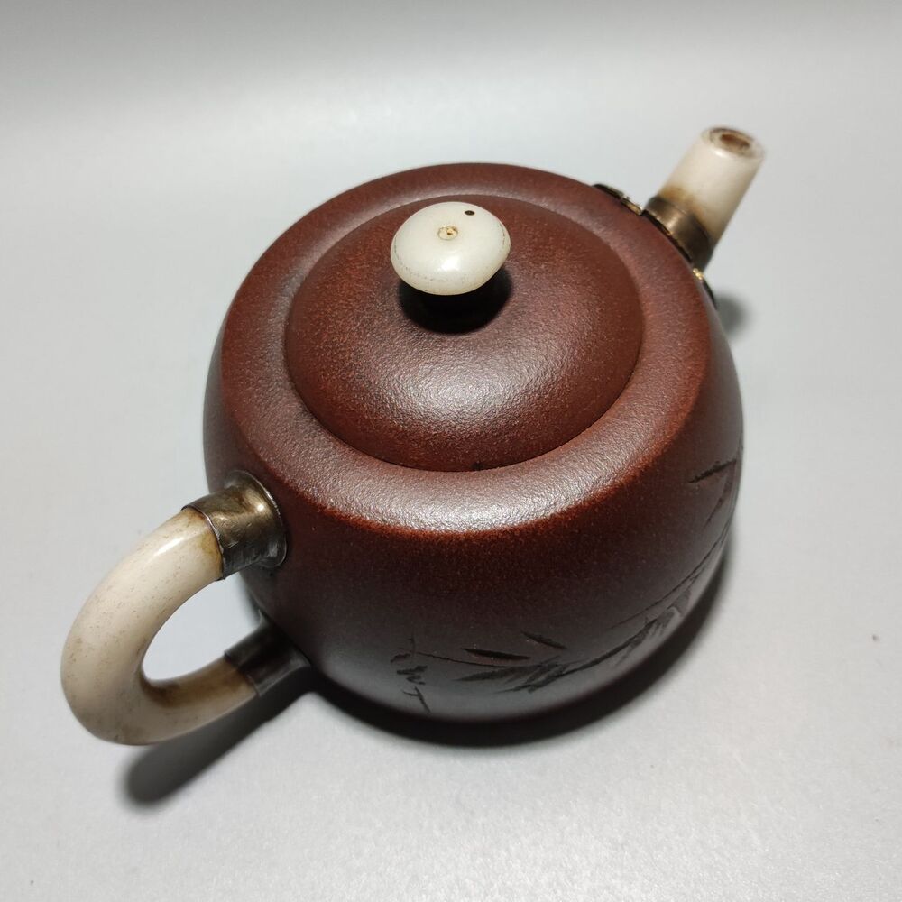 Vintage Chinese Yixing Purple Clay Teapot Zisha Ceremony Ceramic Bamboo Tea Set