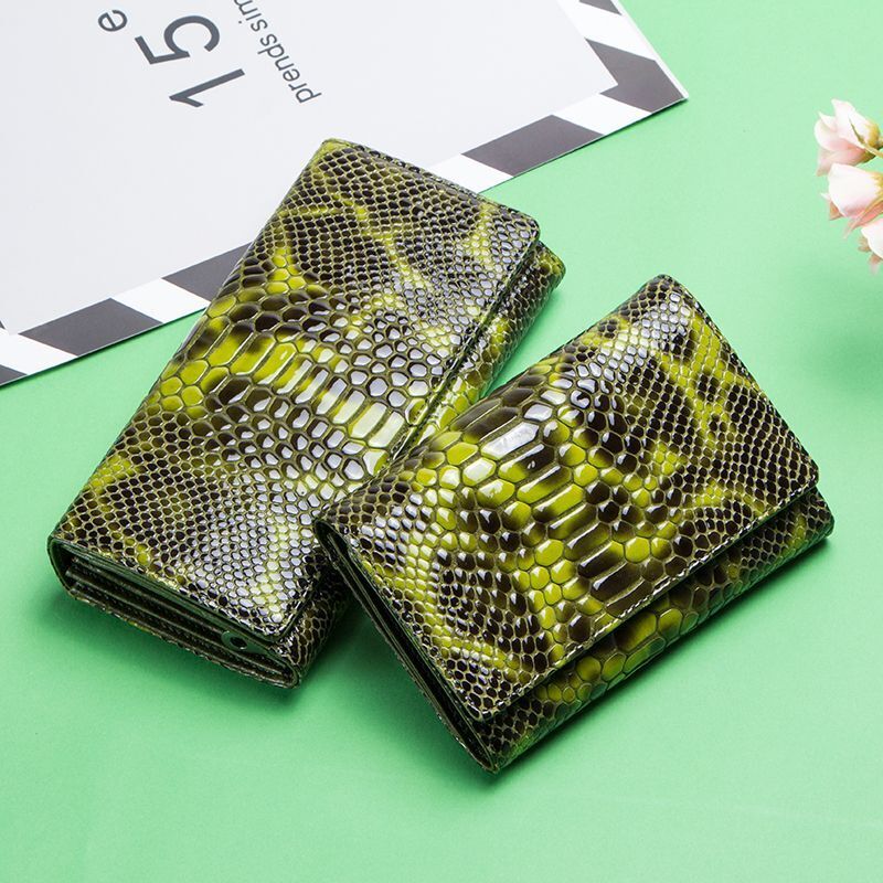 Coin Purse Genuine Leather Long Wallet Serpentine Design Phone Clutch Money Bags