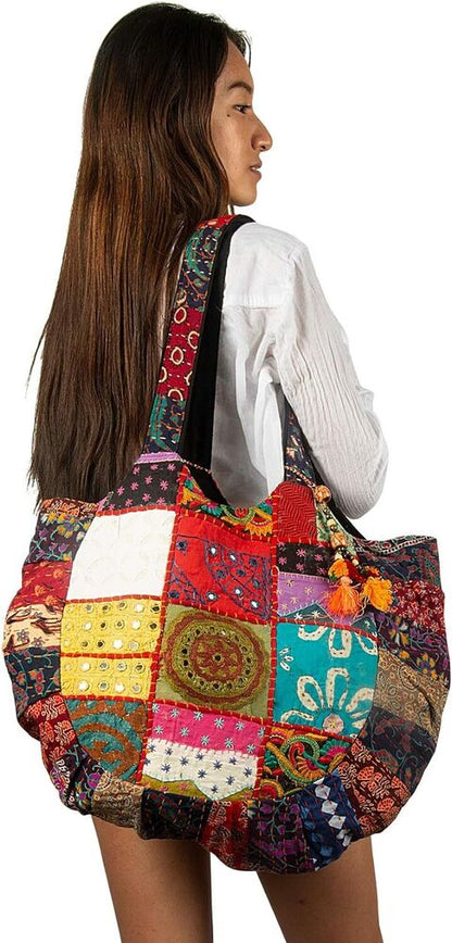 Women Large Floral Colorful Handmade Shoulder Bag Tote Casual Boho Laptop Gift