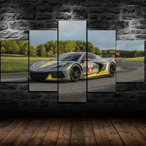 Chevrolet Corvette C8R Car 5 Panel Canvas Print Poster Wall Art Home Decor