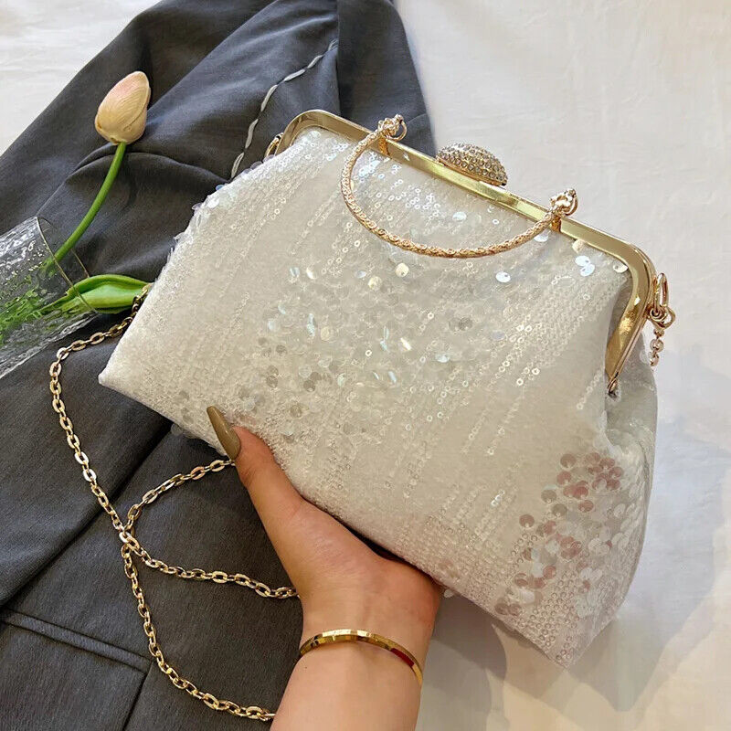 Women Handbag Chain Shoulder Bag Lady Party Clip Shell Evening Clutch