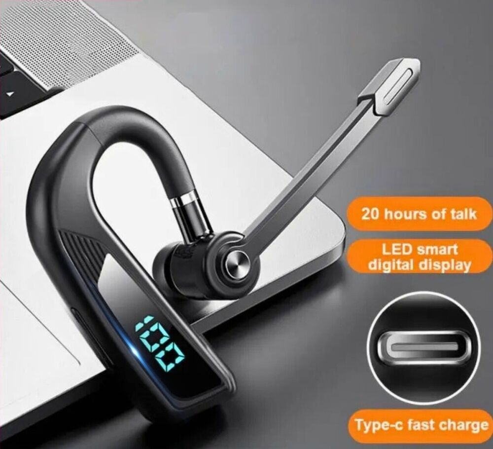 Bluetooth 5.2 Earpiece Wireless Headset Driving Trucker Earbuds Noise Cancelling