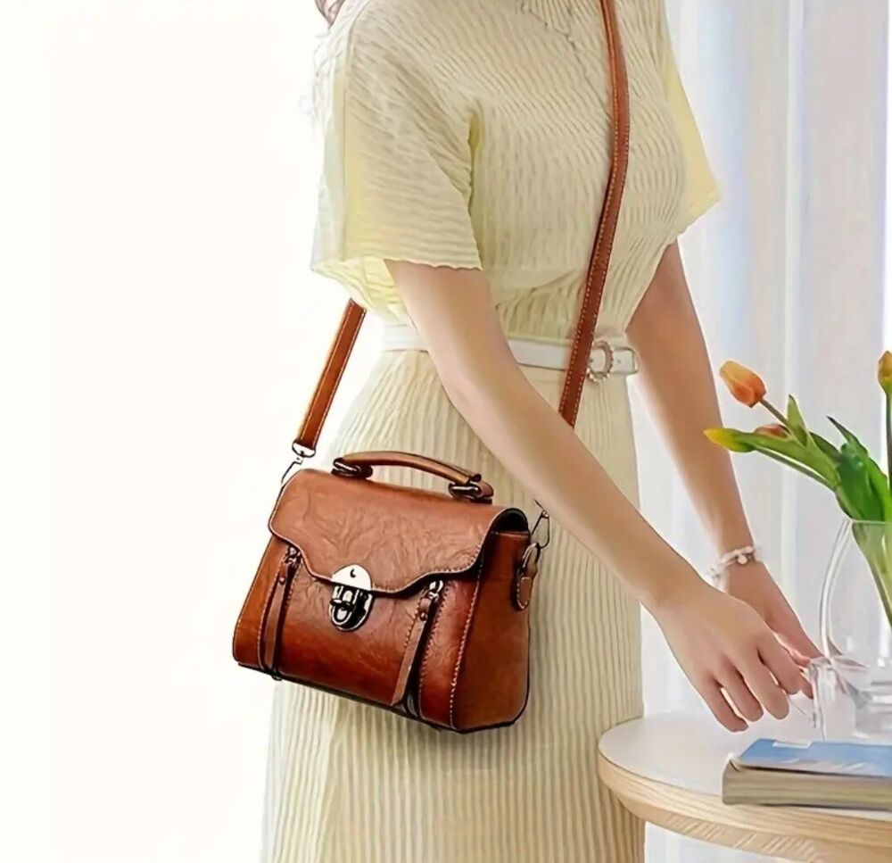 Shoulder Bag For Women Pu Leather Handbag Crossbody Bag Brown Purse Messenger