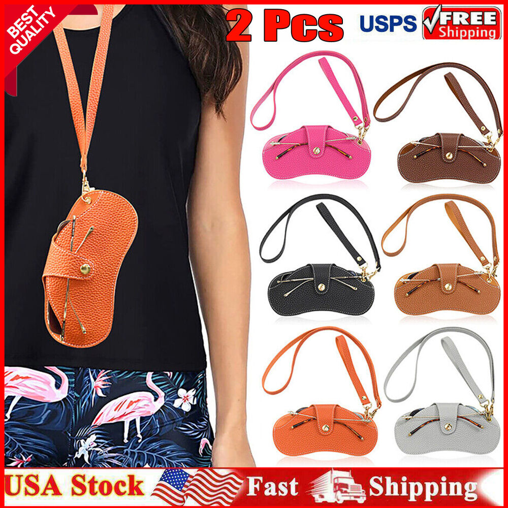 2Pcs Soft Leather Sunglasses Bag Eyeglasses Reading Glasses Case Holder Storage