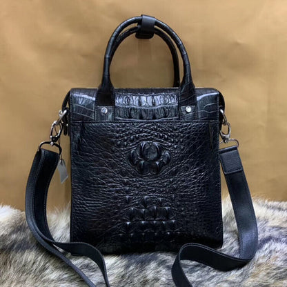 Handcrafted SiameseCrocodile Skin Leather Men's Business Handbag Shoulder Bag