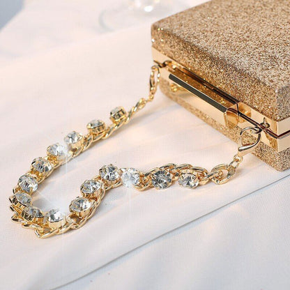 Handbags Ladies Clutch Bag Women Purses Rhinestone Handle Shape Bag