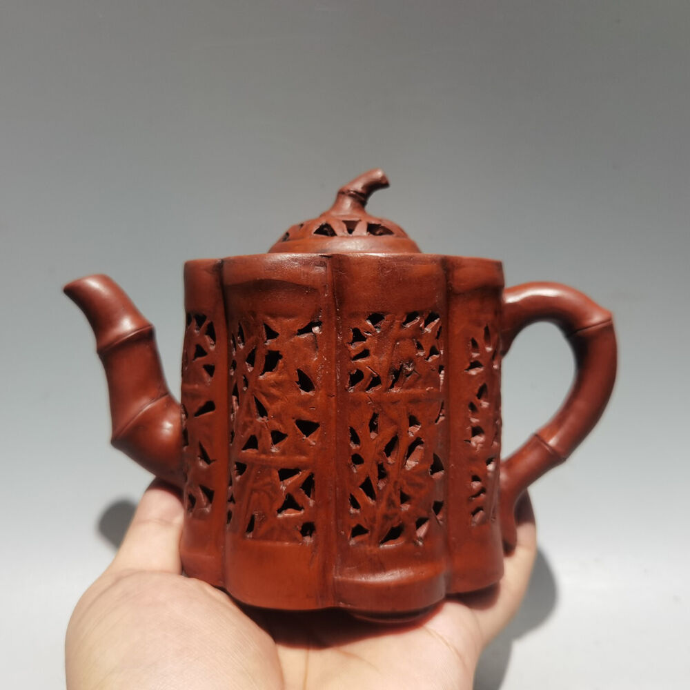 Chinese Yixing Zisha Clay Handmade Exquisite Teapot（多棱镂空壶 低款：陈鸣远）