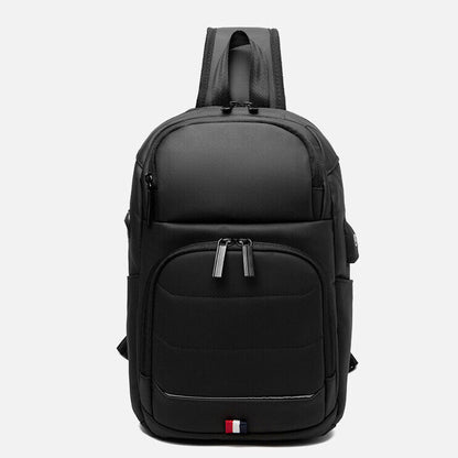 Men's Sling Backpack Oxford cloth Waterproof Crossbody Bag Outdoor Sport Bag USB