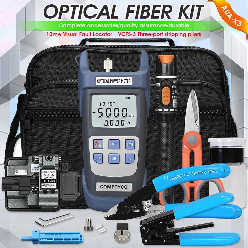 Fiber Optic Power Meter and 10mW Visual Fault Locator AUA-X3 Grey FTTH Tool Kit