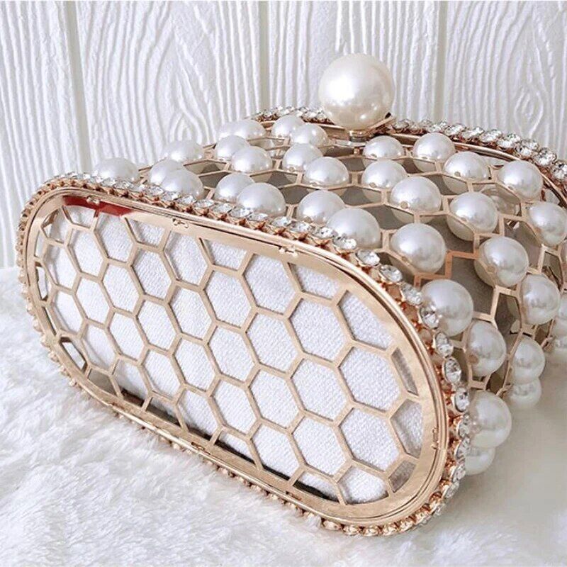 Pearl Handbag and Purses Women Wedding Party Clutch Bag Handle Evening Bags