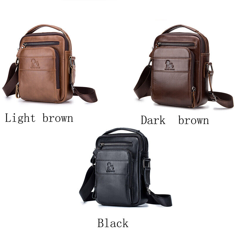 100% Genuine Leather Men's Messenger/Shoulder Bag 8" Handbags Crossbody Bags