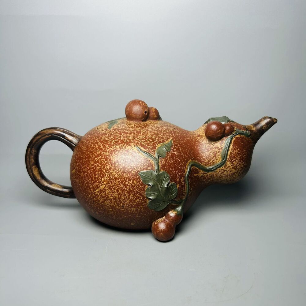 Vintage Chinese Yixing Purple Clay Teapot Zisha Ceremony Ceramic Gourd Teaware