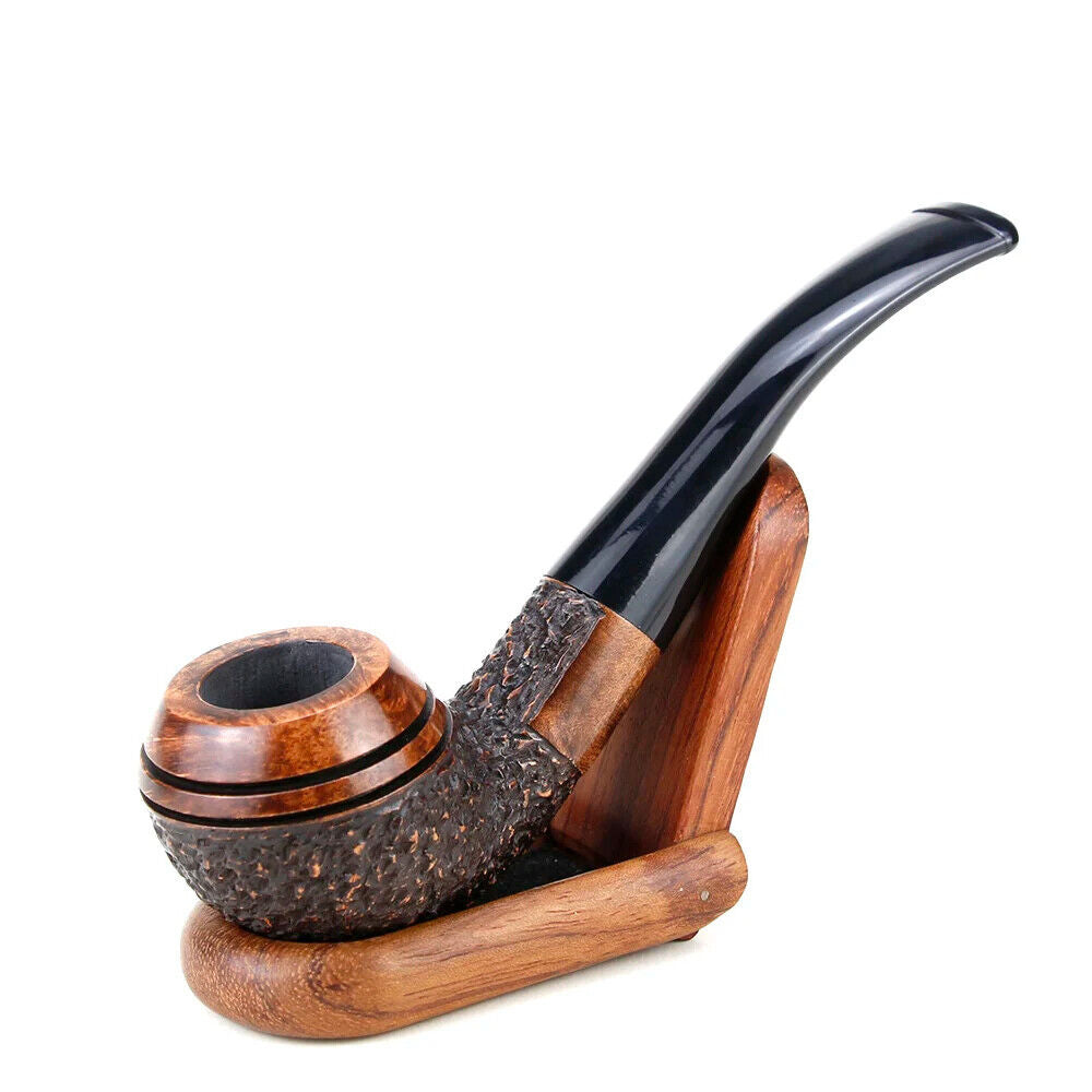 Tobacco Pipe Briar Wood 9mm Filter Creative Round Engraved Smoking Tool 145x34mm