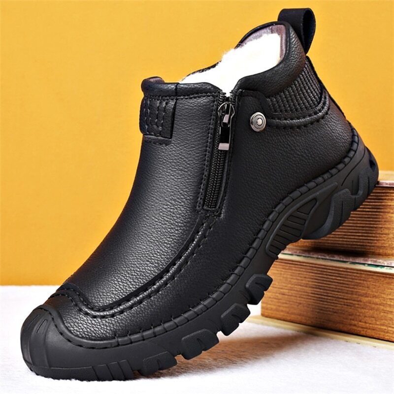Men Winter Boots Leather Sneakers Warm Men's Boots Outdoor Hiking Boots Shoes